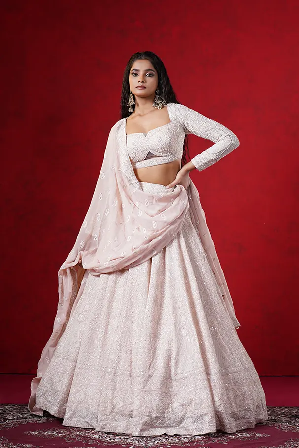 Blush Pink Georgette – Timeless Couture Majesty