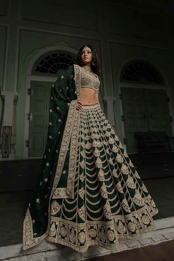 Bottle Green Silk – Handcrafted Opulence
